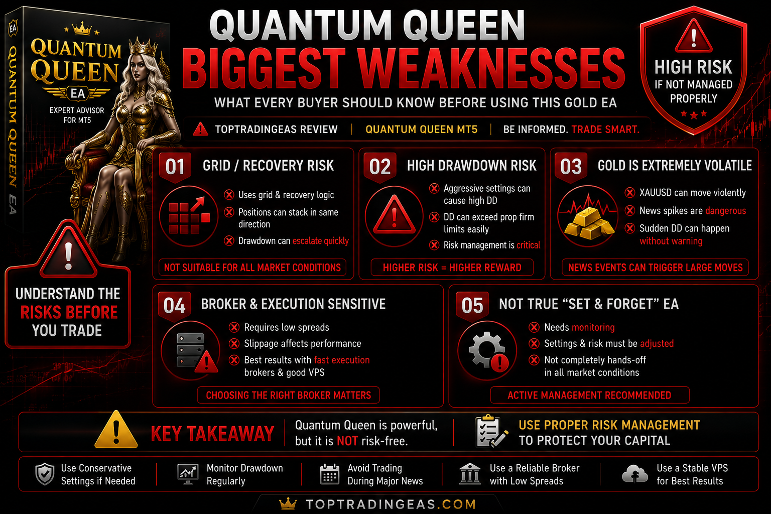 Quantum Queen biggest weaknesses and risks infographic