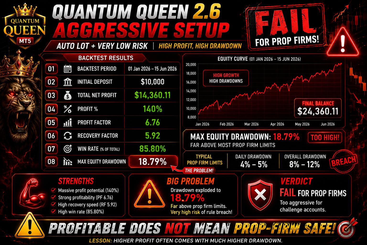 Quantum Queen 2.6 aggressive setup infographic
