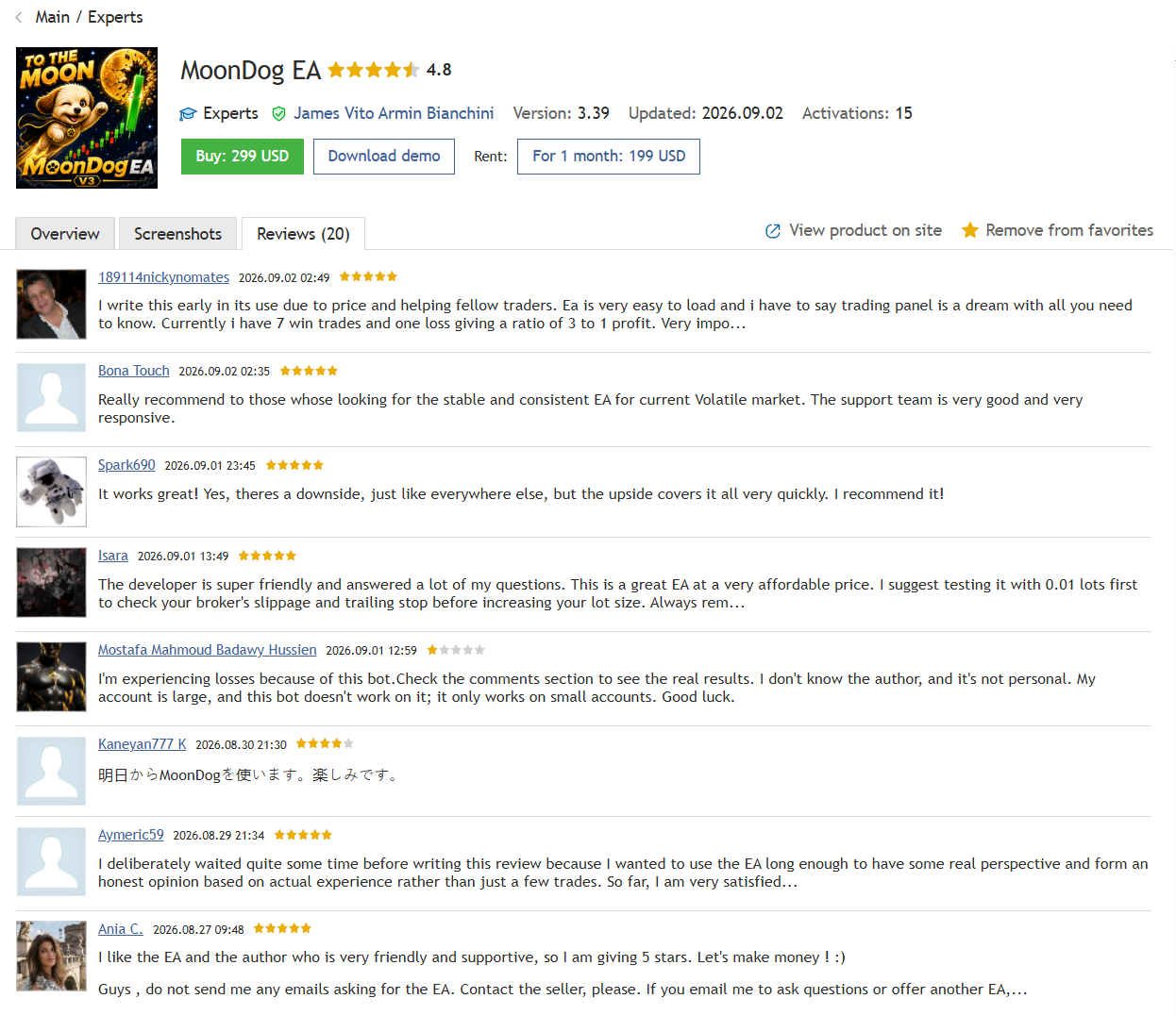 MoonDog EA MT5 product review overview