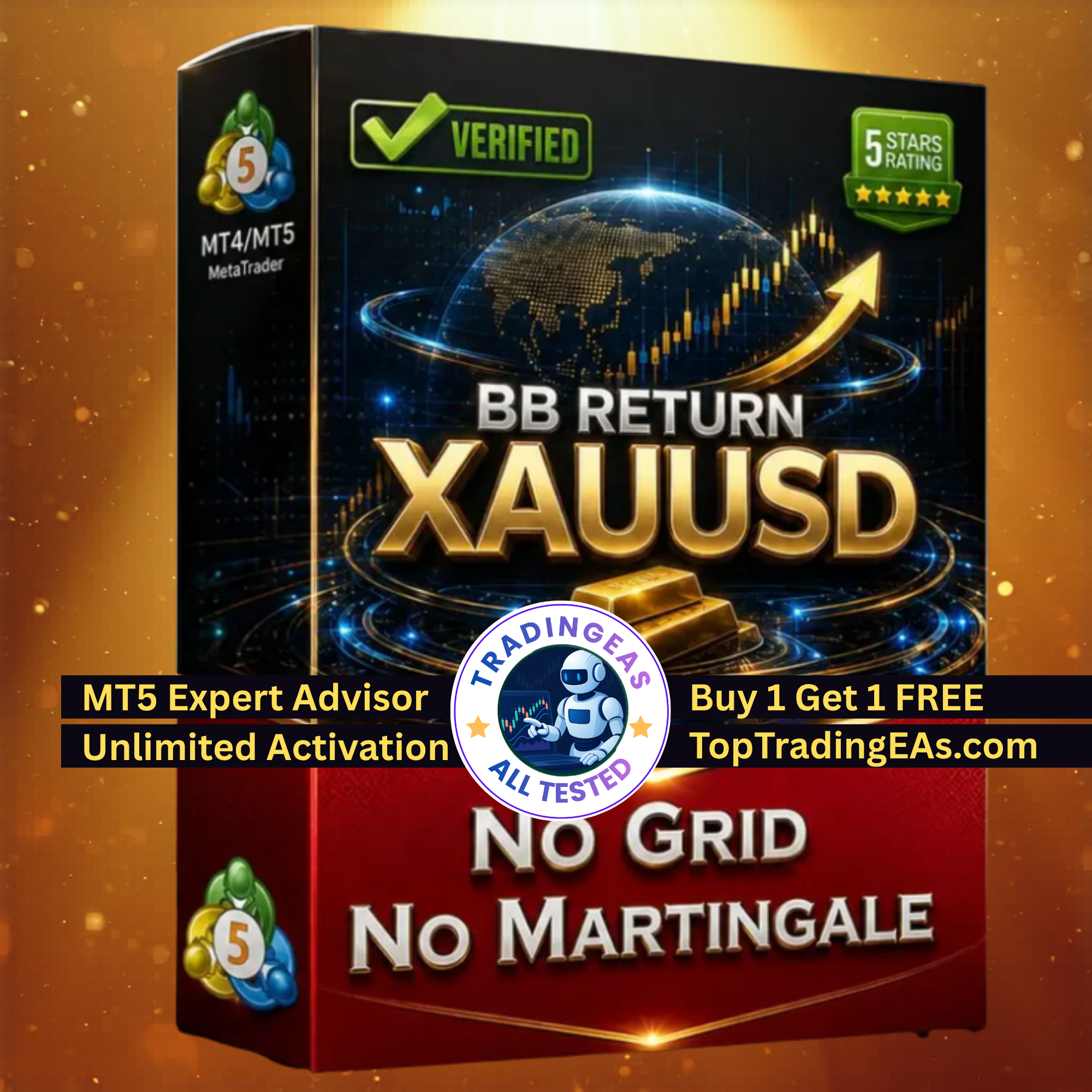 BB Return MT5 Expert Advisor product cover for Gold XAUUSD trading