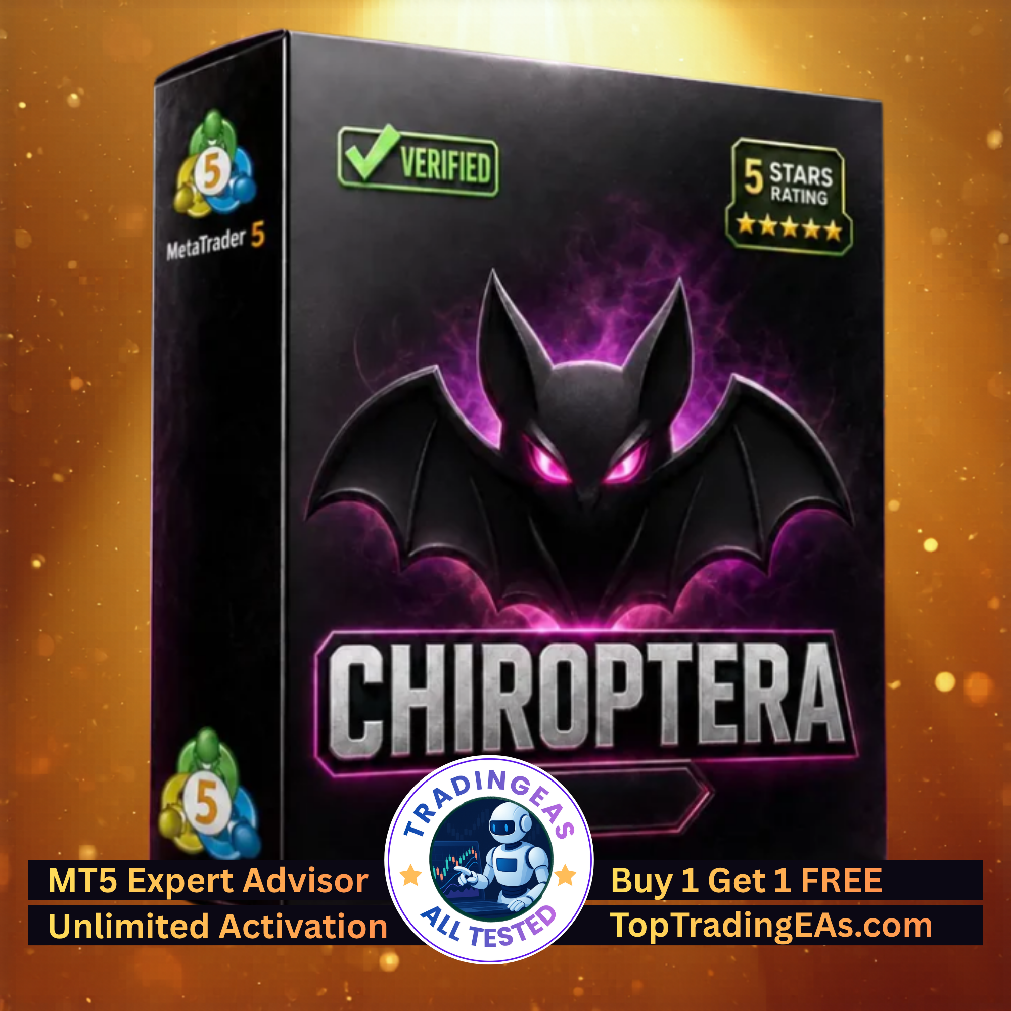 Chiroptera MT5 Expert Advisor product cover for multi-currency Forex trading