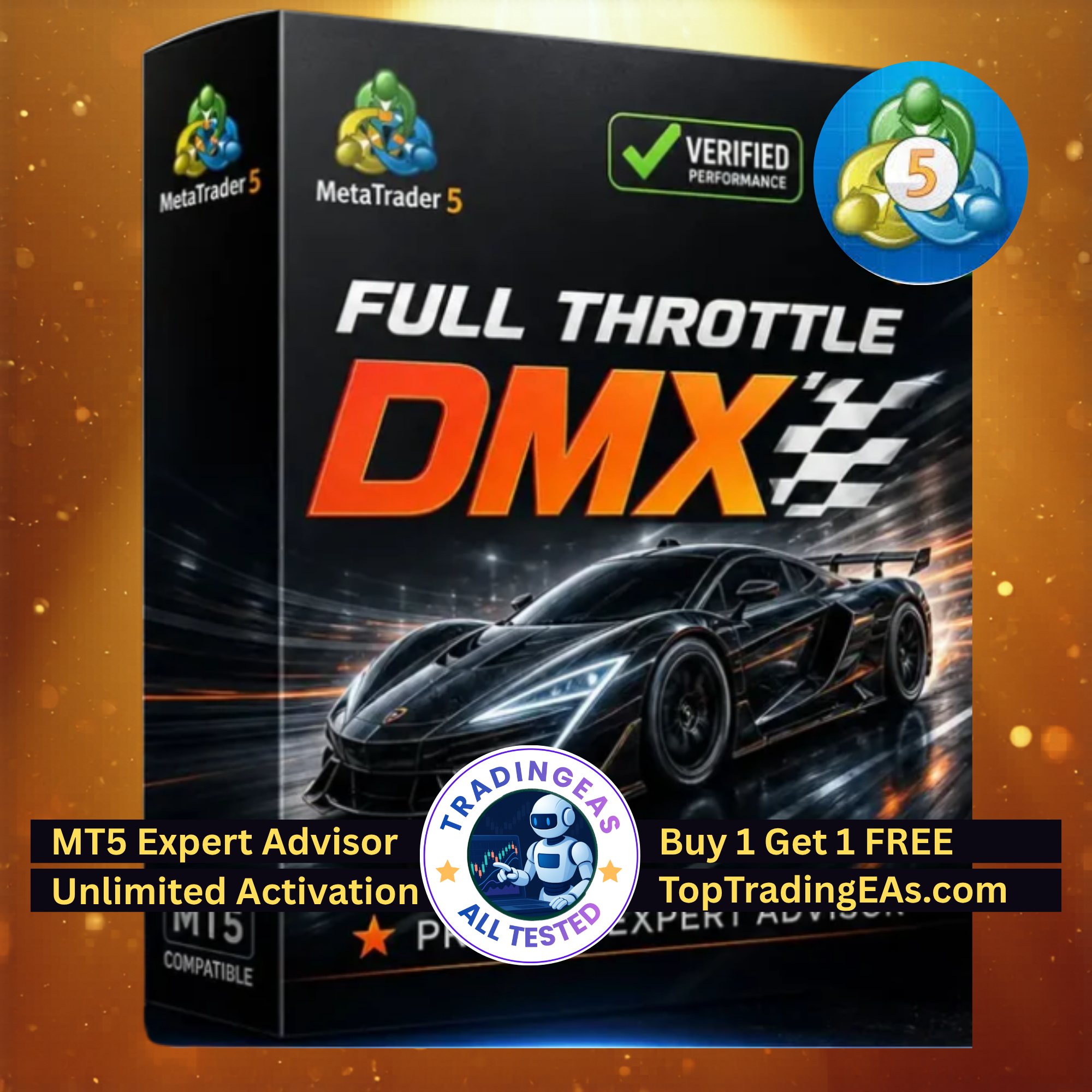 Full Throttle DMX EA MT5 product cover for multi-currency Forex trading