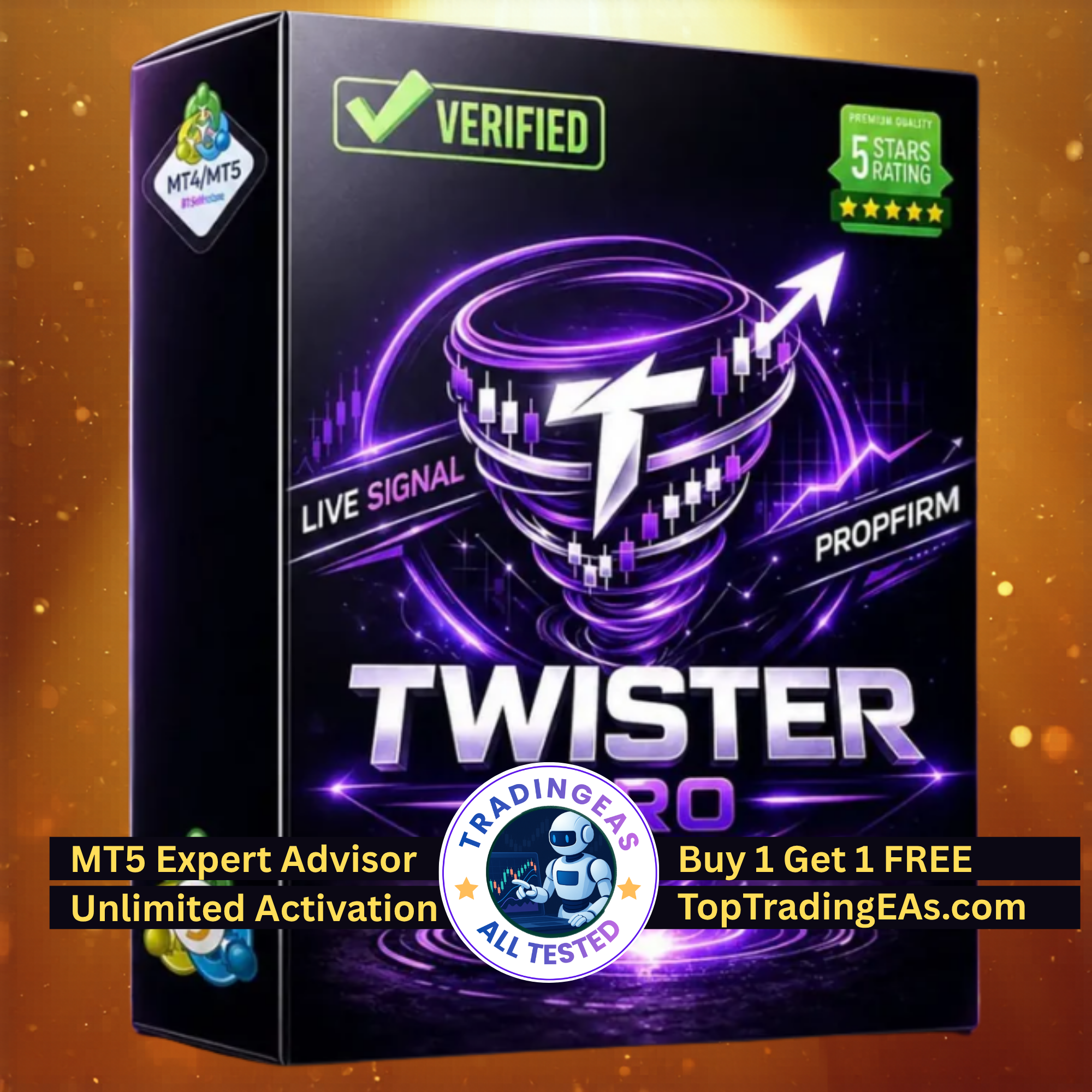 TwisterPro Scalper MT5 Expert Advisor product cover for Gold XAUUSD trading