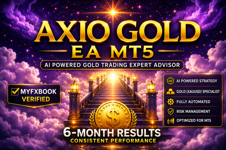 AXIO Gold MT5 Expert Advisor for Gold XAUUSD featuring automated trading, Myfxbook verification and long-term performance results on MetaTrader 5