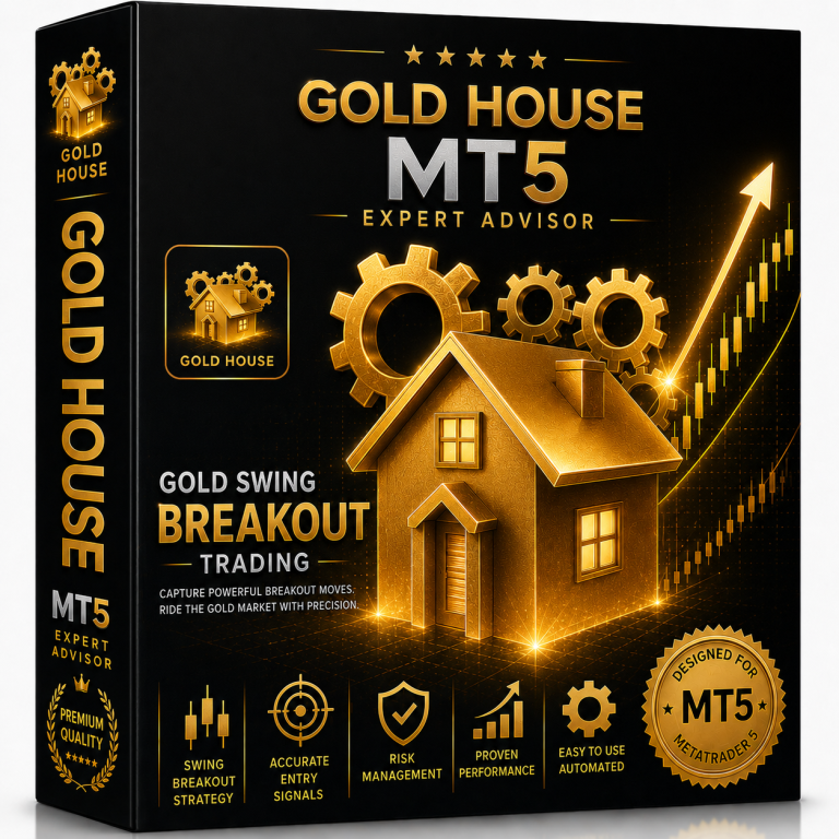 Gold House MT5 Expert Advisor for Gold XAUUSD featuring swing breakout trading, adaptive risk management, no grid strategy and no martingale recovery system