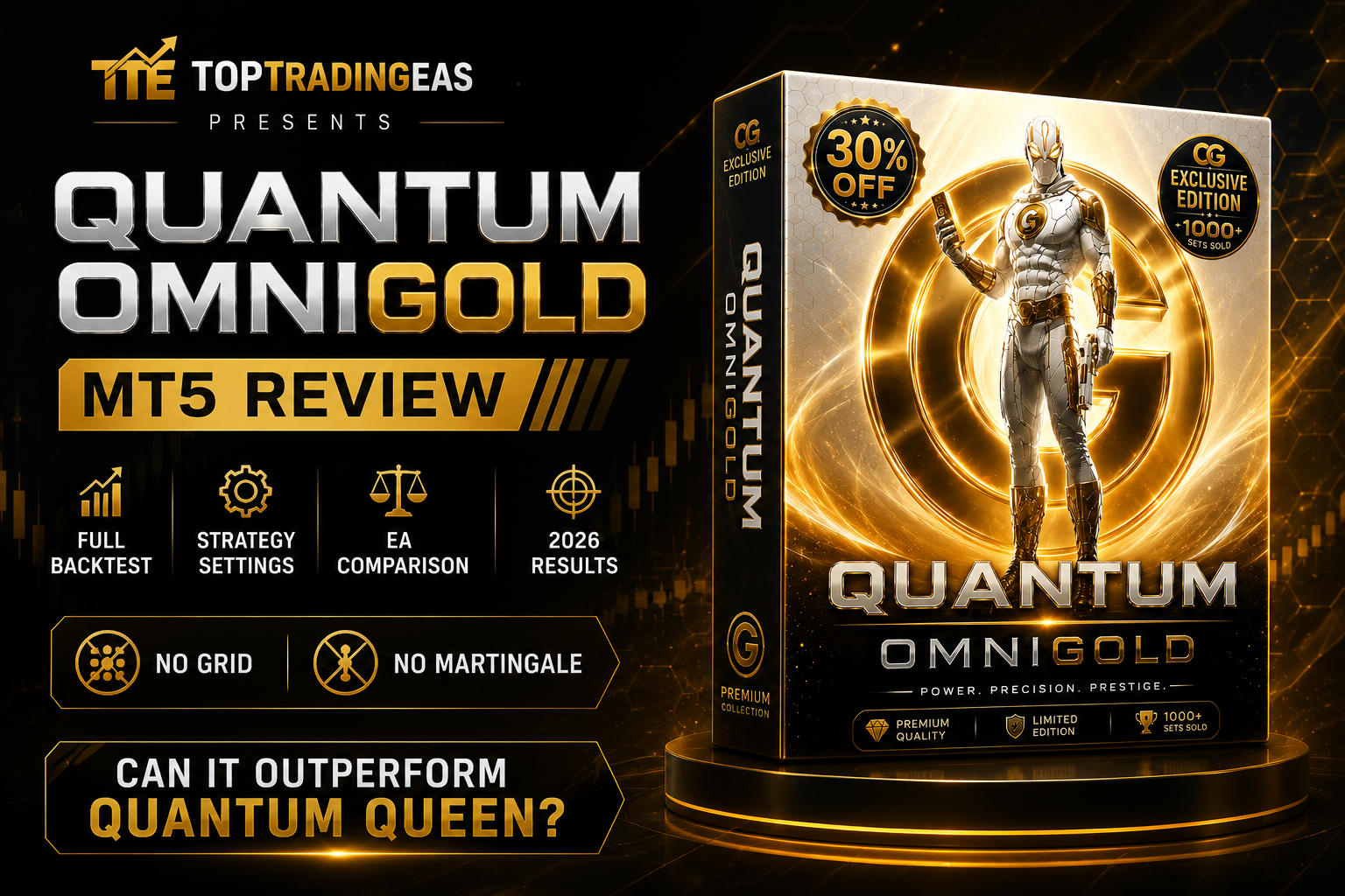 Quantum OmniGold MT5 Expert Advisor boxshot cover for Gold (XAUUSD), featured in our complete review with backtest results, settings guide, and performance analysis.