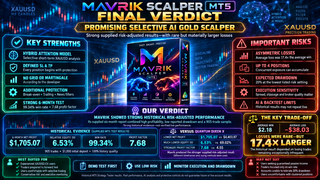 Mavrik Scalper MT5 XAUUSD backtest review and final verdict