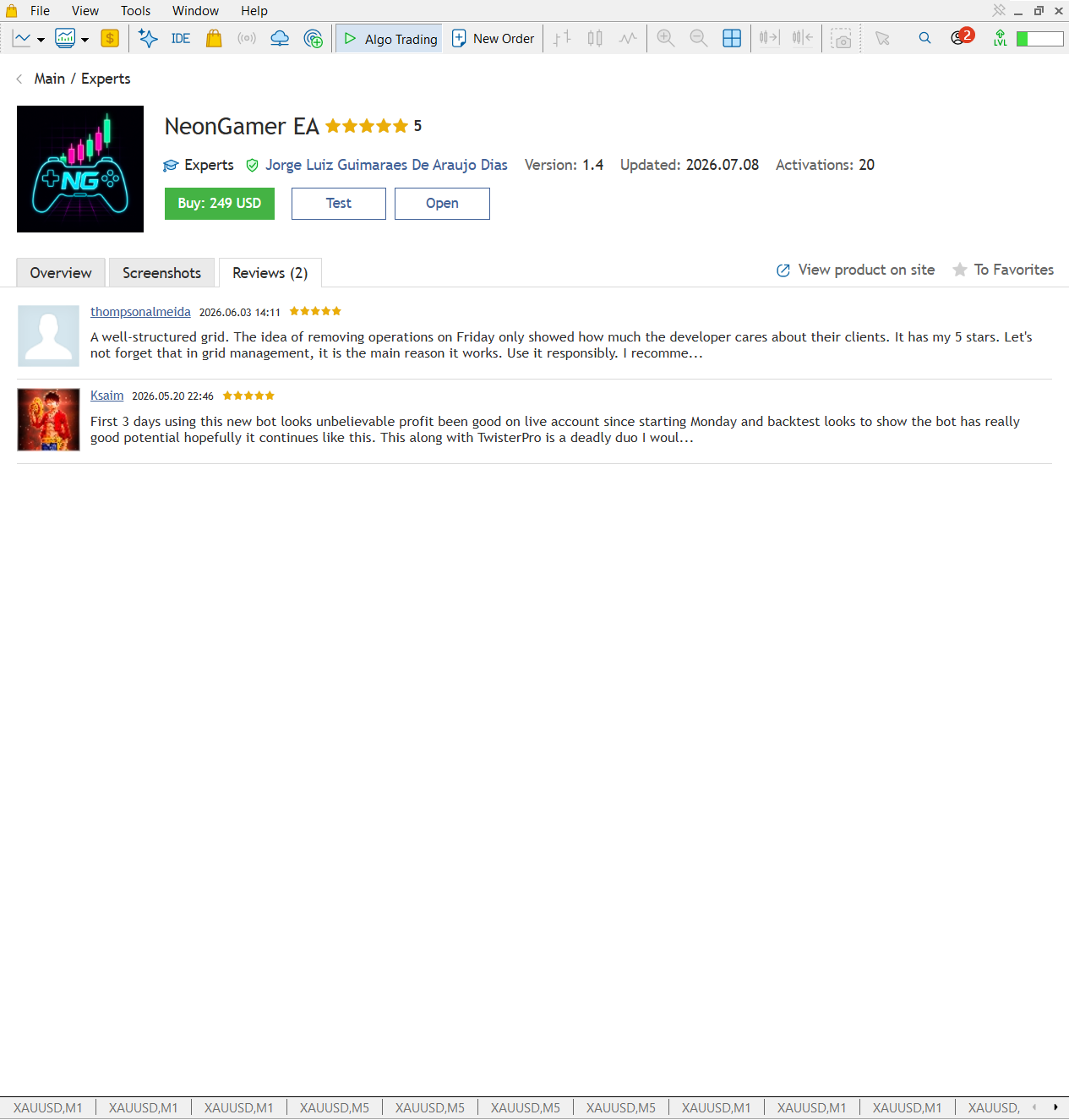 NeonGamer EA MT5 product review overview